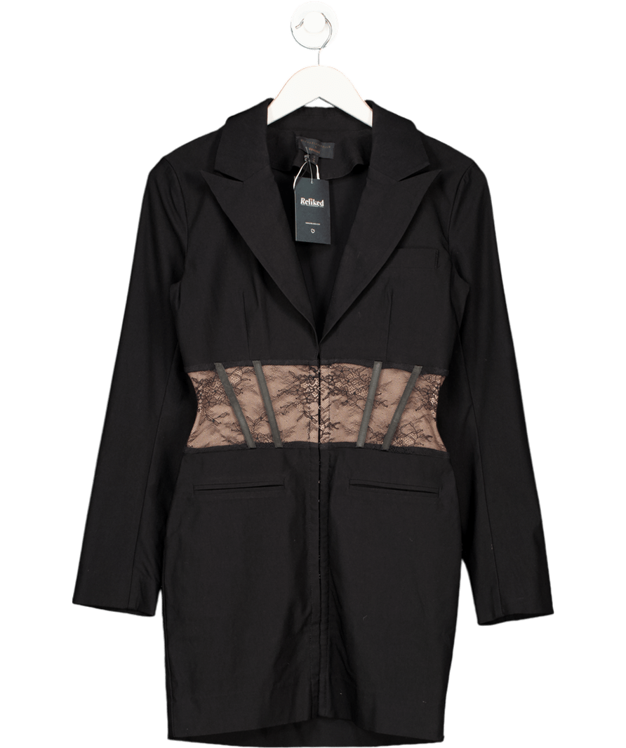 REVOLVE Black X Revolve Lace Corset Waist Blazer Dress UK S - Reliked