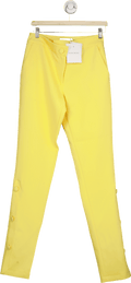 Rhodochrosite Yellow Laura Satin Button detail Trousers UK 8 - Reliked