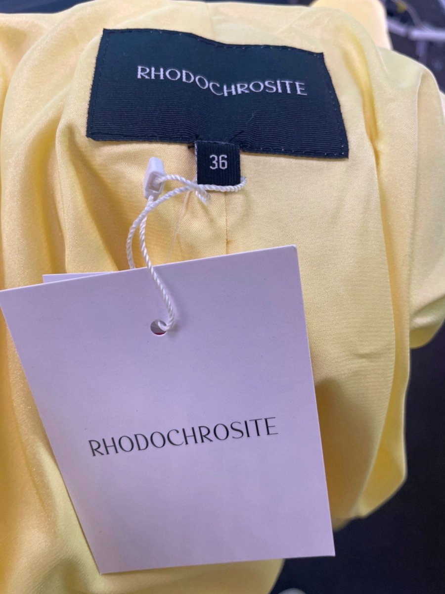 Rhodochrosite Yellow Viola Satin Double - Breasted Blazer UK 8 - Reliked