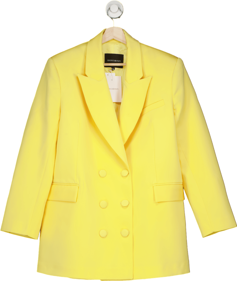 Rhodochrosite Yellow Viola Satin Double - Breasted Blazer UK 8 - Reliked