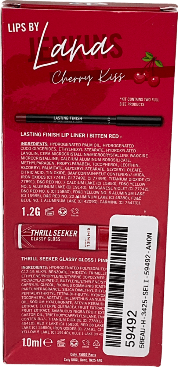 Rimmel Lips By Lana Jenkins Cherry Kiss Glossy Kit Cherry Kiss 1ml - Reliked