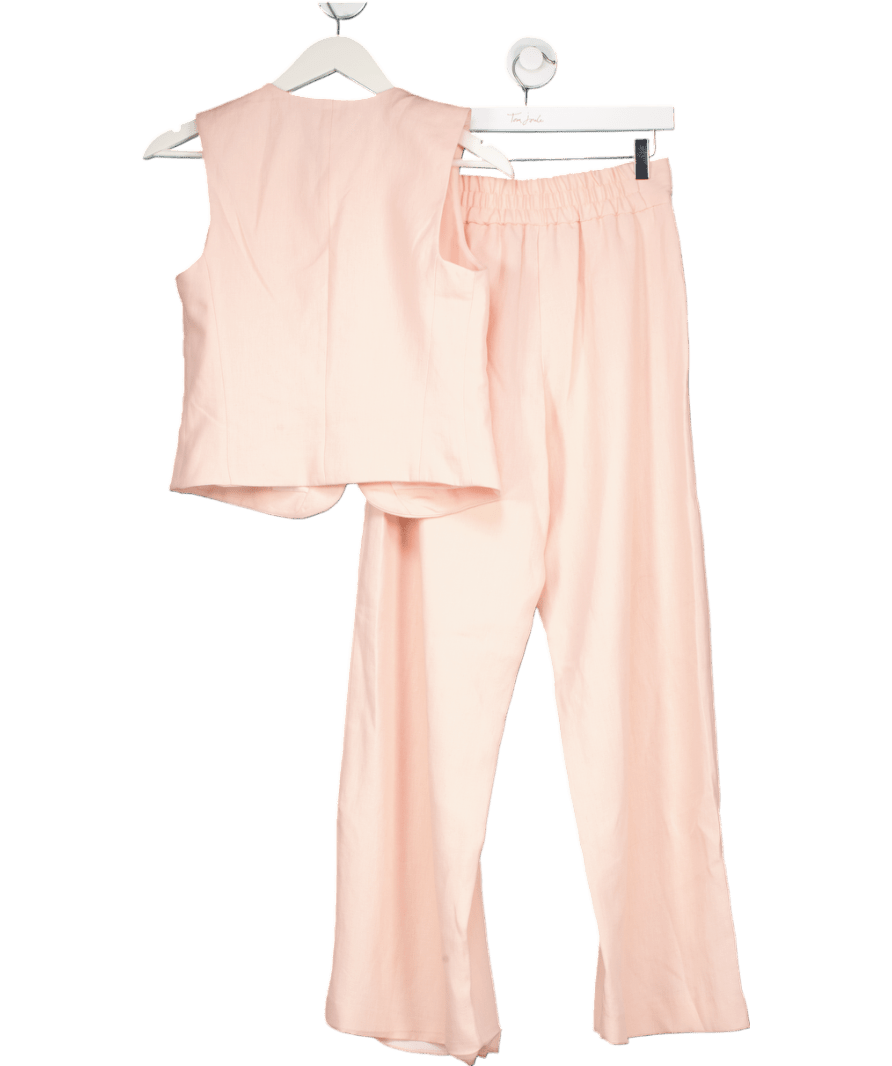 River Island 2 - piece linen blend Peachy Pink Waistcoat & Cropped Tapered Trouser Set UK 8 - Reliked