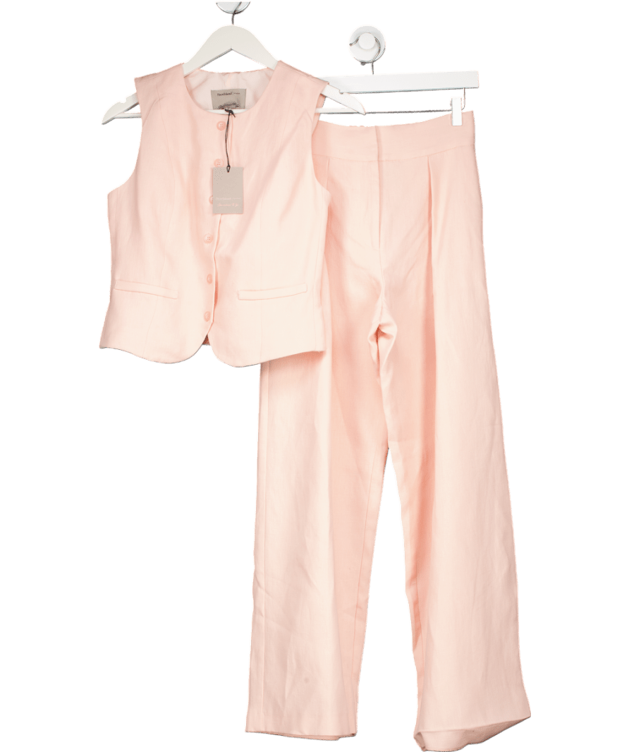 River Island 2 - piece linen blend Peachy Pink Waistcoat & Cropped Tapered Trouser Set UK 8 - Reliked