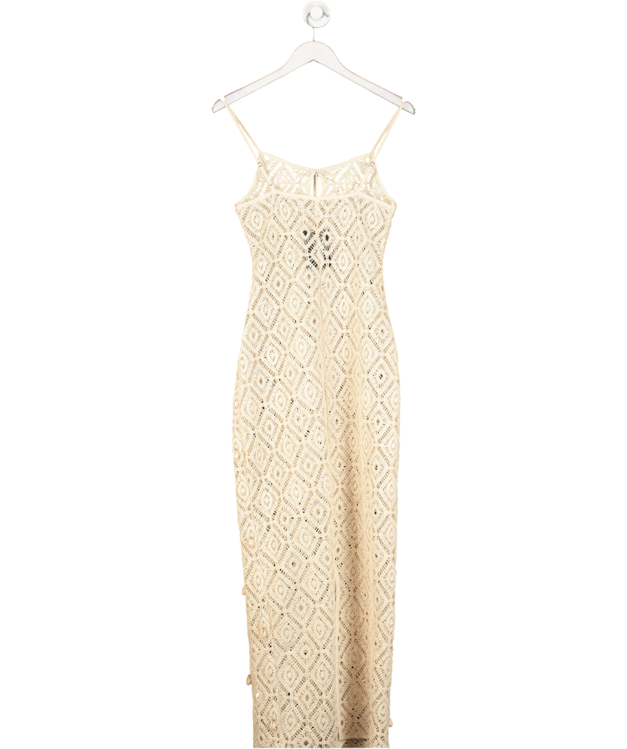 River Island Beige Crochet Shell Maxi Beach Dress UK XS - Reliked