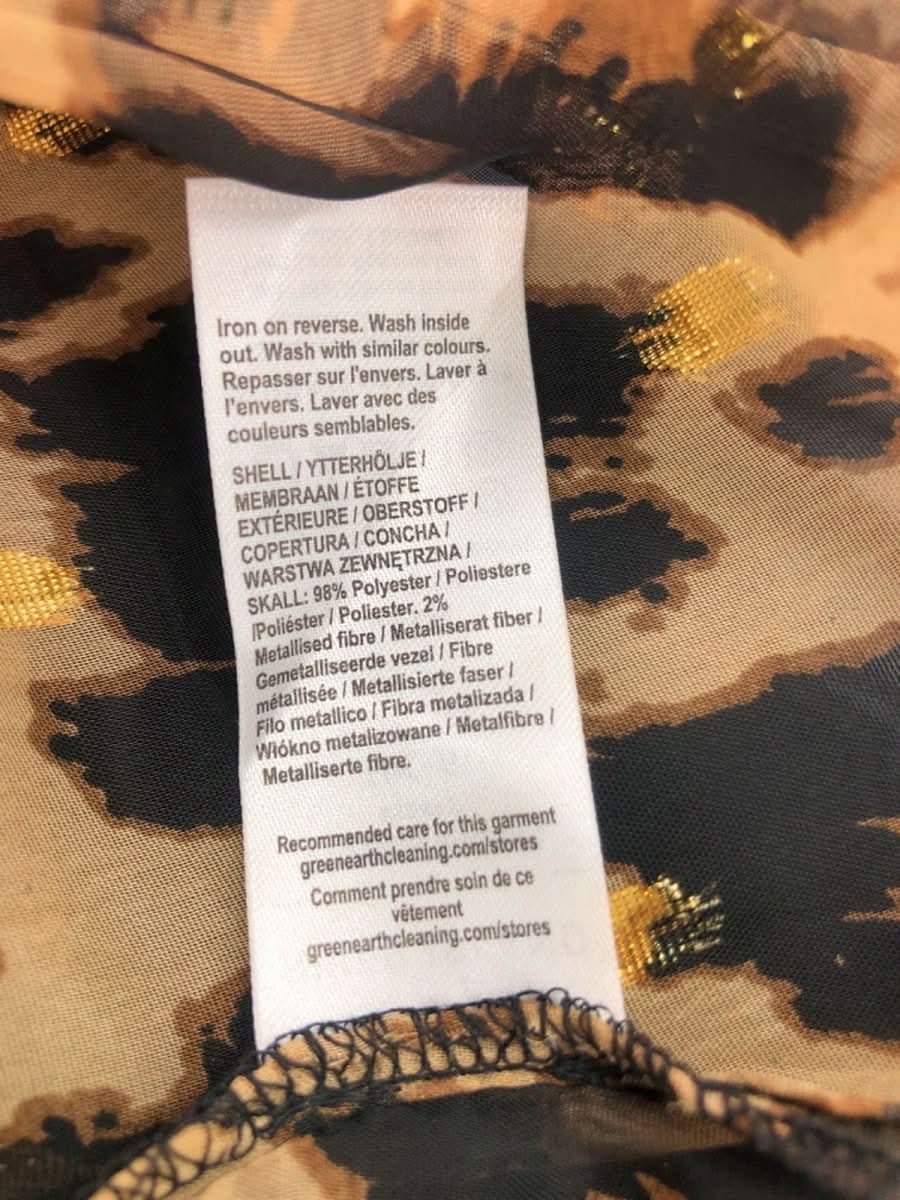 River Island Beige Leopard Print Sheer Ruffled Blouse UK 6 - Reliked