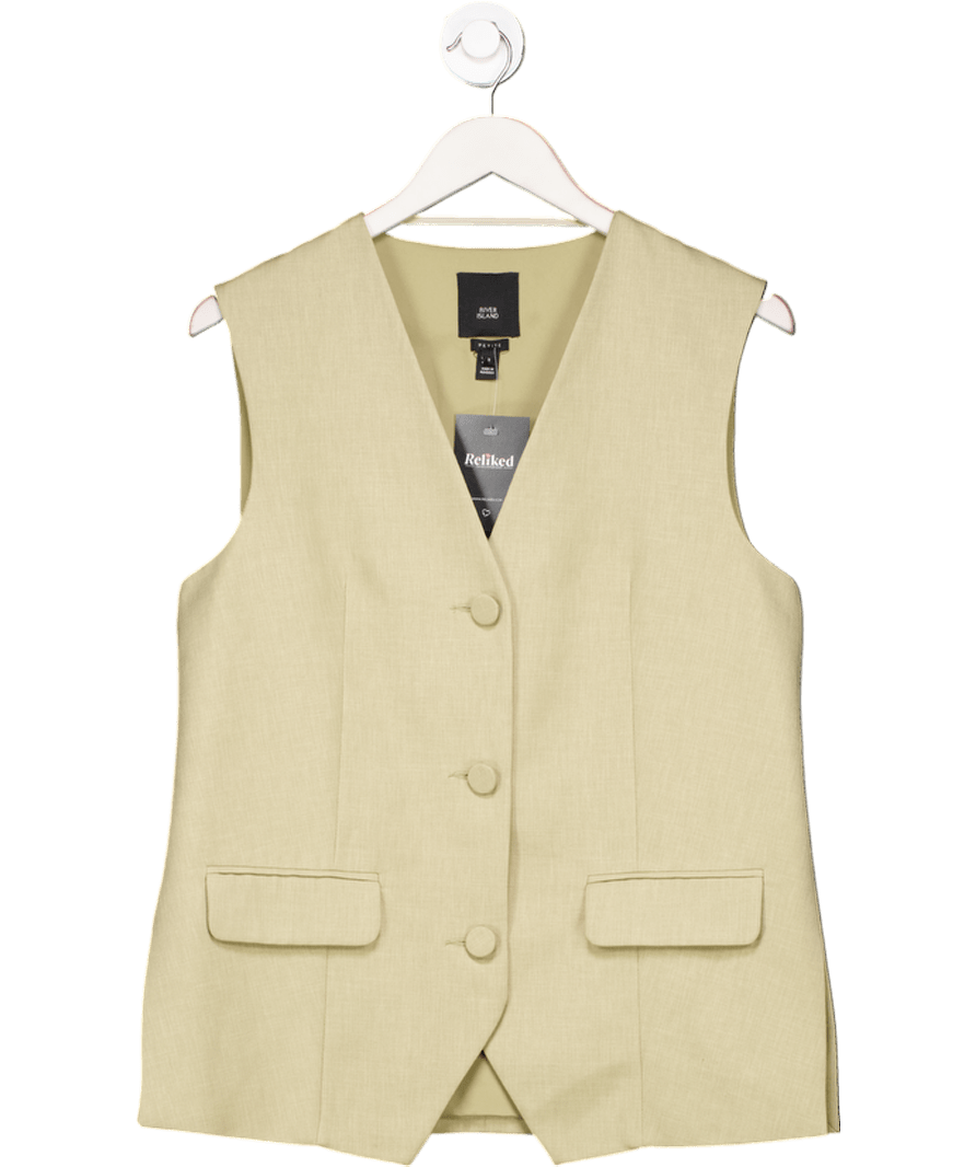 River Island Beige Petite Longline Waistcoat UK 8 - Reliked