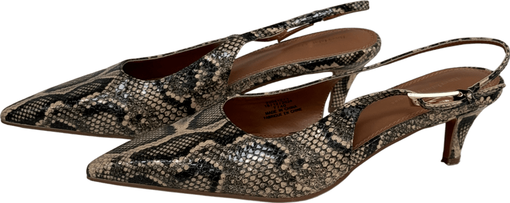 River Island Beige Slingback Court Heels In Snake Print UK 7 EU 40 👠 - Reliked