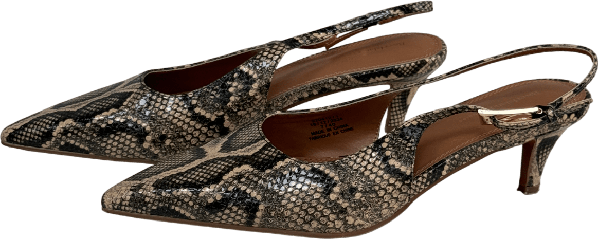 River Island Beige Slingback Court Heels In Snake Print UK 7 EU 40 👠 - Reliked