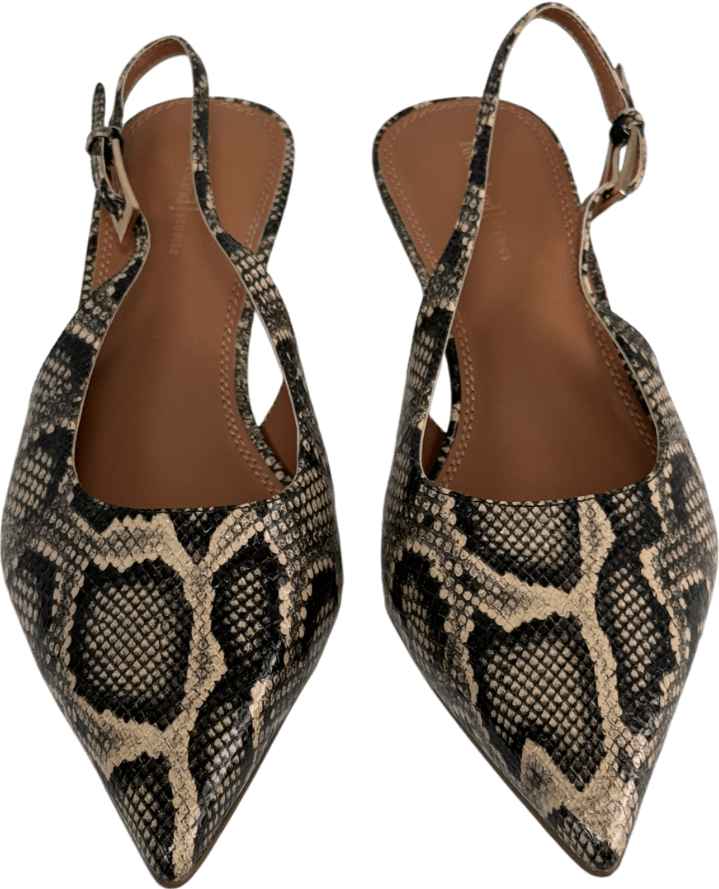 River Island Beige Slingback Court Heels In Snake Print UK 7 EU 40 👠 - Reliked