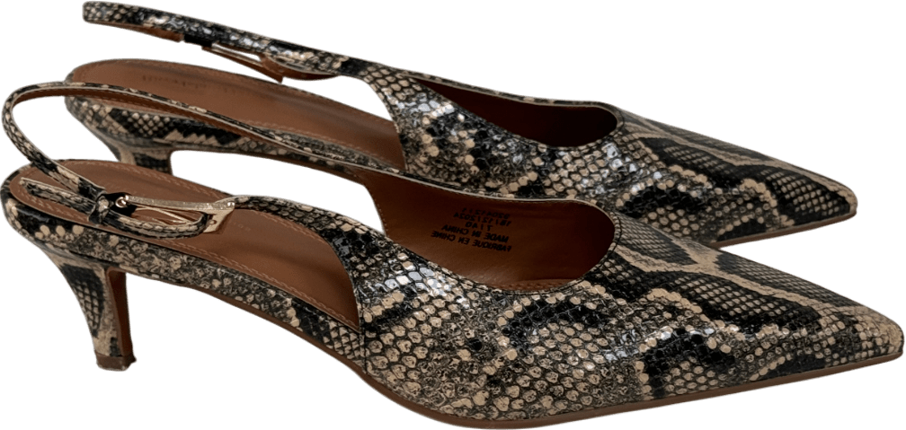 River Island Beige Slingback Court Heels In Snake Print UK 7 EU 40 👠 - Reliked