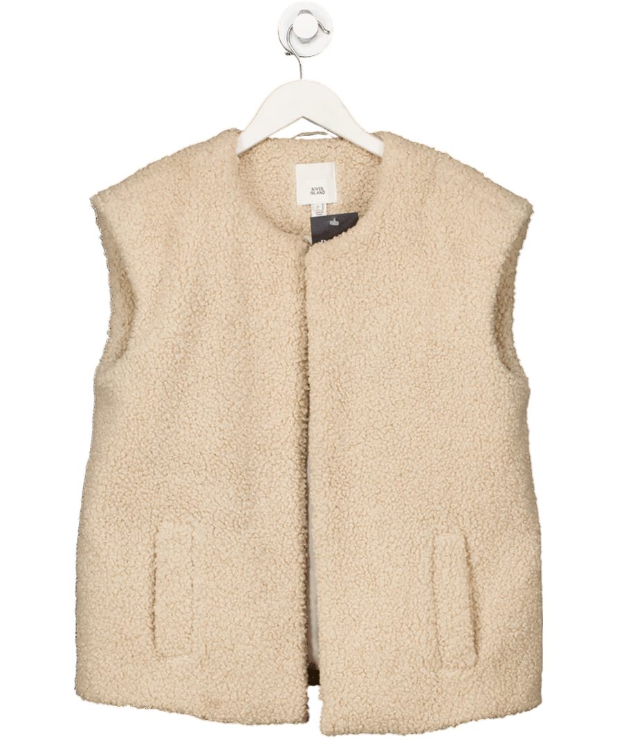 River Island Beige Teddy Gilet UK S - Reliked