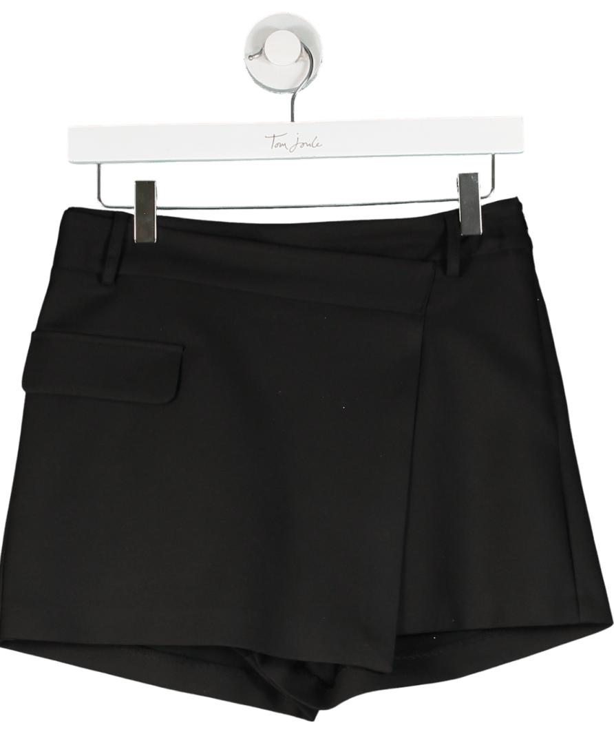 River Island Black Asymmetric Wrap Pocket Front Skort UK 8 - Reliked