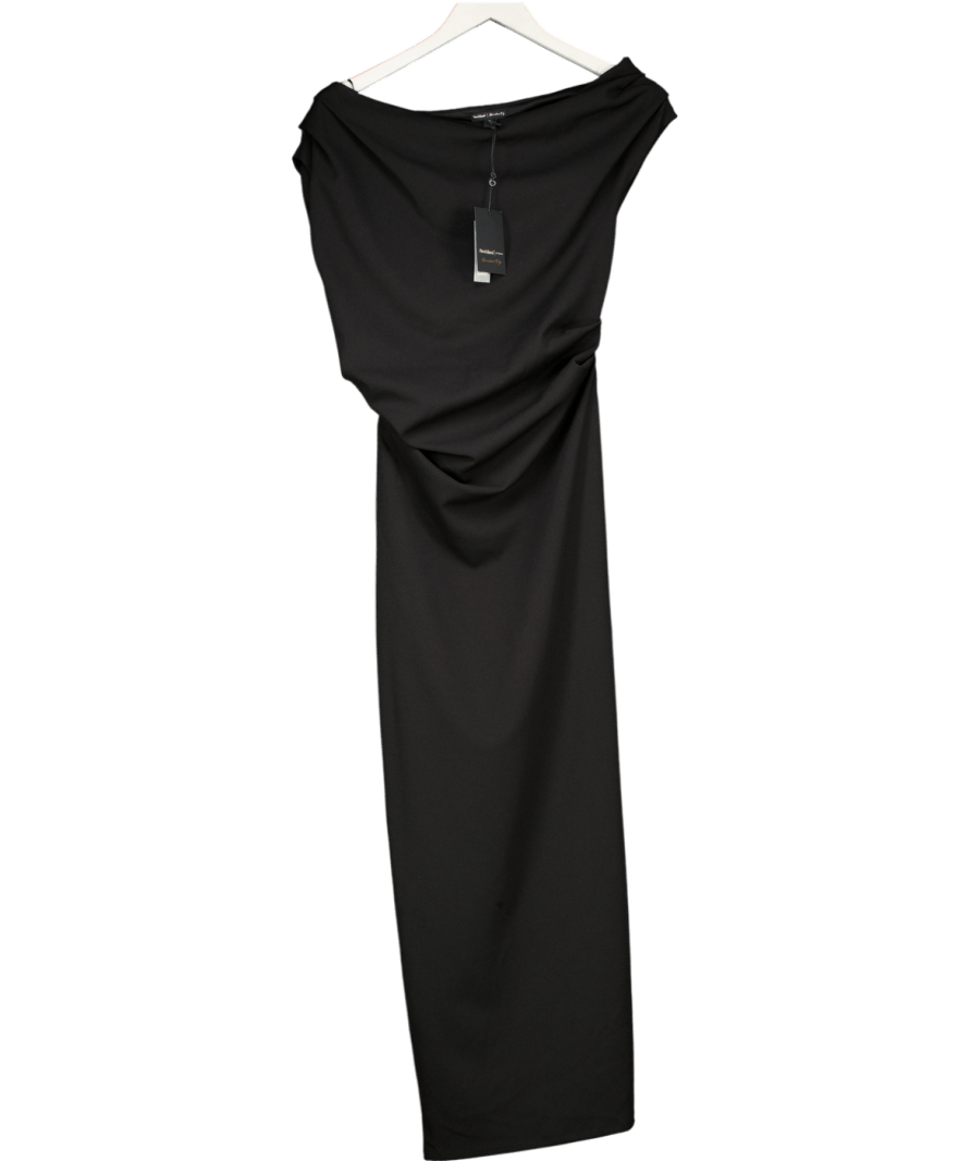 River Island Black Asymmetrical Draped Maxi Dress UK XS - Reliked