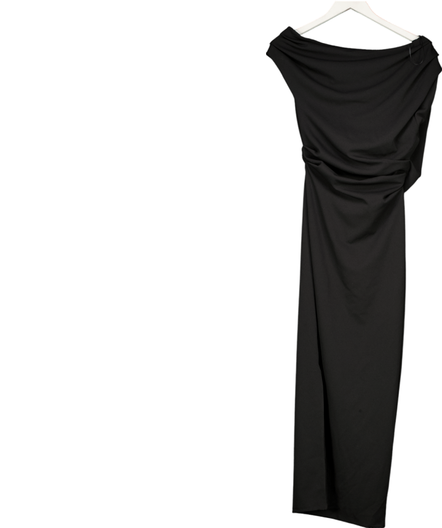 River Island Black Asymmetrical Draped Maxi Dress UK XS - Reliked