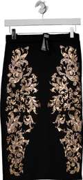 River Island Black Baroque Print Pencil Skirt UK 10 - Reliked