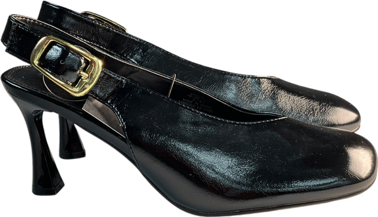 River Island Black Buckle Slingback Heeled Court Shoes UK 8 EU 41 👠 - Reliked