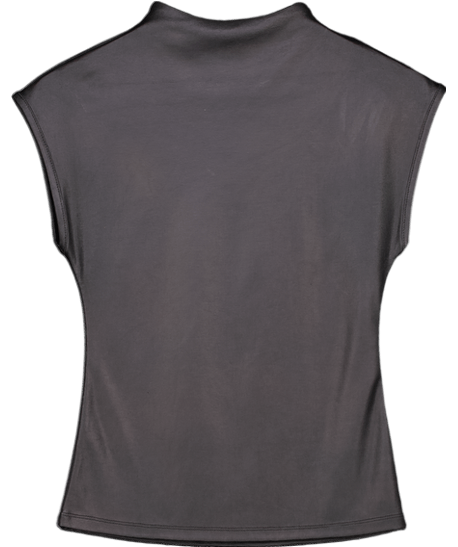 River Island Black Coated High Neck Top UK 6 - Reliked