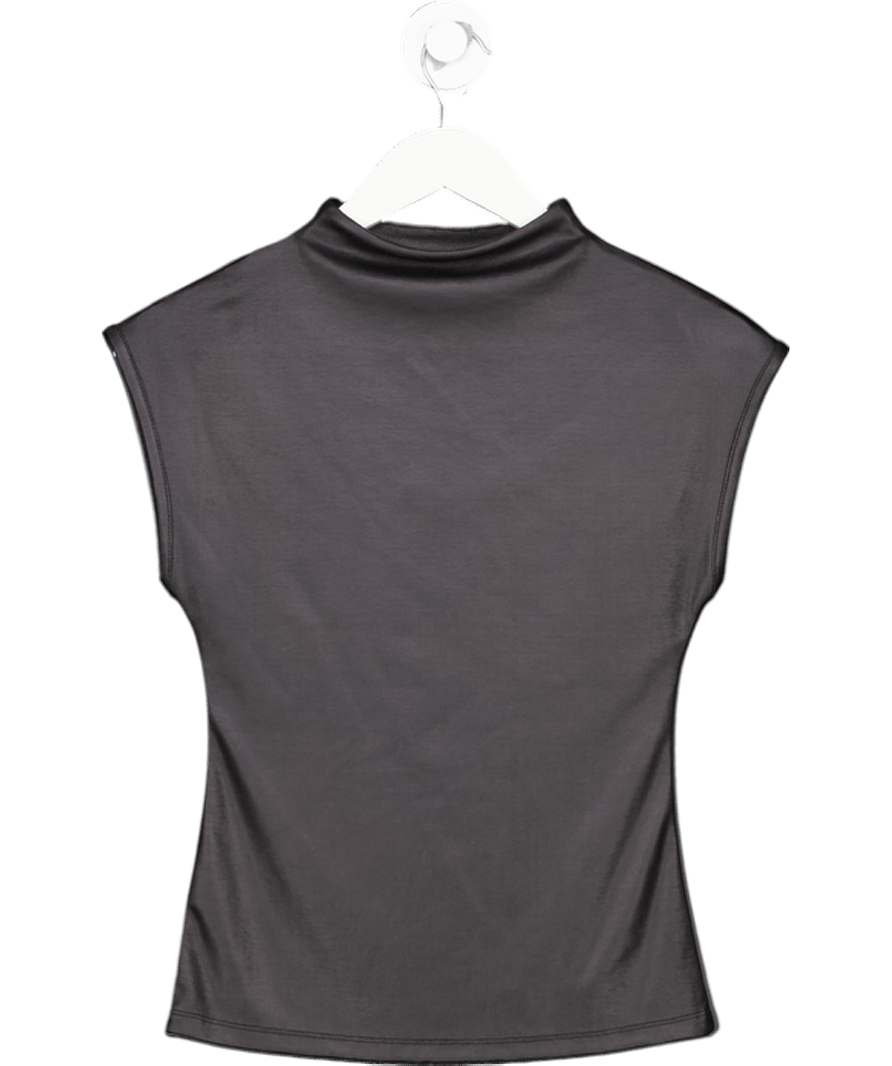 River Island Black Coated High Neck Top UK 6 - Reliked