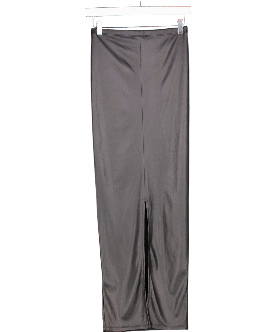 River Island Black Coated Midi Skirt UK 6 - Reliked