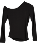 River Island Black Long Sleeve Gold Trim Drape Top UK S - Reliked