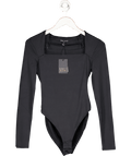 River Island Black Long Sleeve Square Neck Bodysuit UK S - Reliked