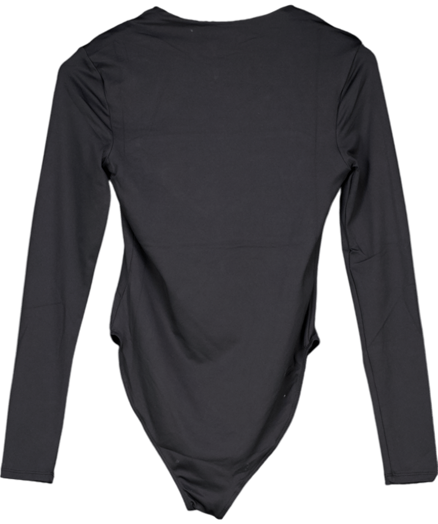 River Island Black Long Sleeve Square Neck Bodysuit UK S - Reliked