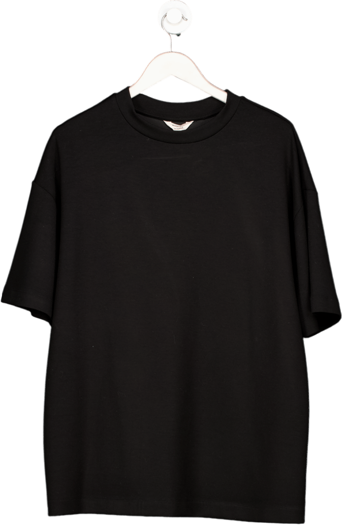 River Island Black Premium Short Sleeve Boxy T-shirt UK M - Reliked