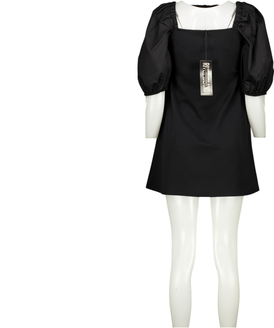 River Island Black Puff Sleeve Mini Dress UK 12 - Reliked