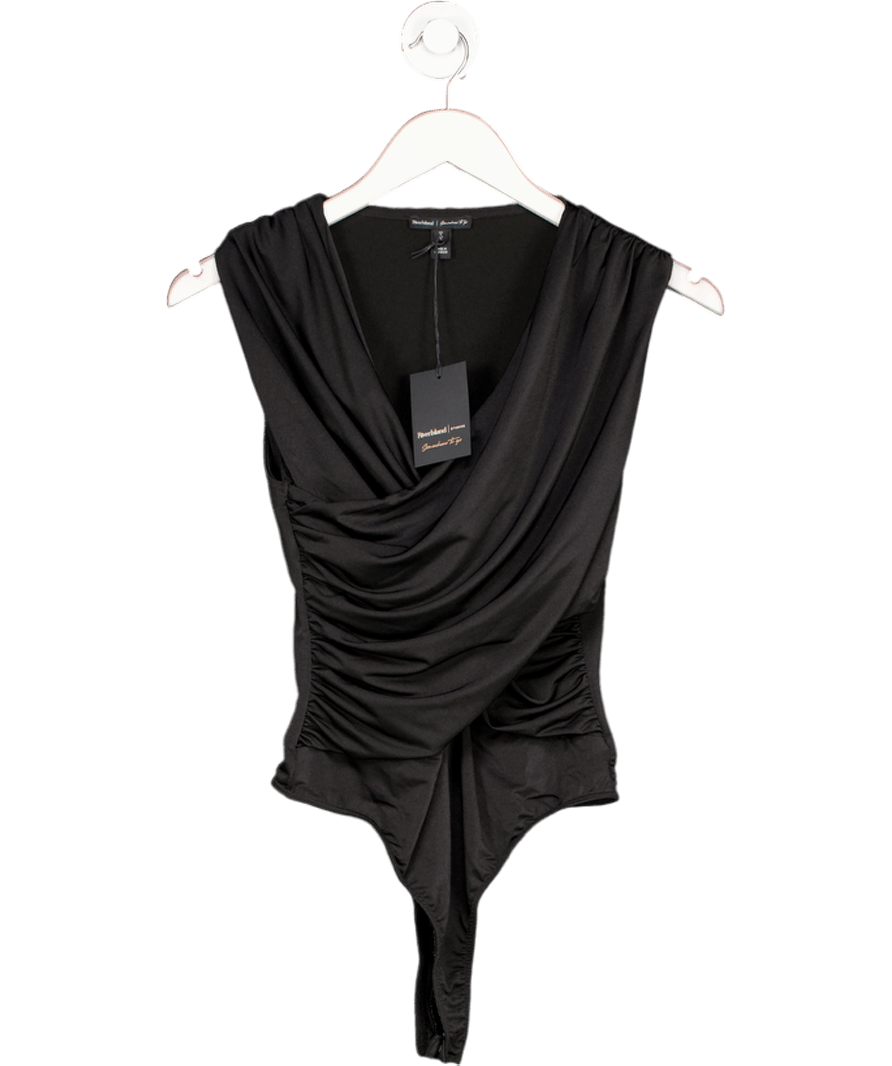River Island Black Sleeveless Wrap Bodysui UK S - Reliked