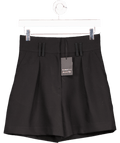 River Island Black Structured Belted Shorts UK 6 - Reliked