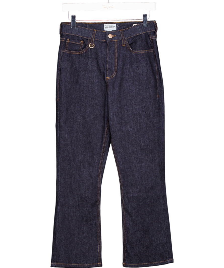 River Island Blue Dark Indigo Cropped Bootcut Jeans UK 10 - Reliked