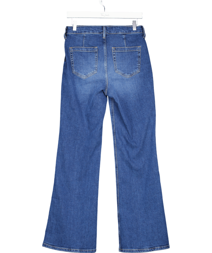 River Island Blue Denim High Rise Relaxed Flare Jeans UK 10 - Reliked