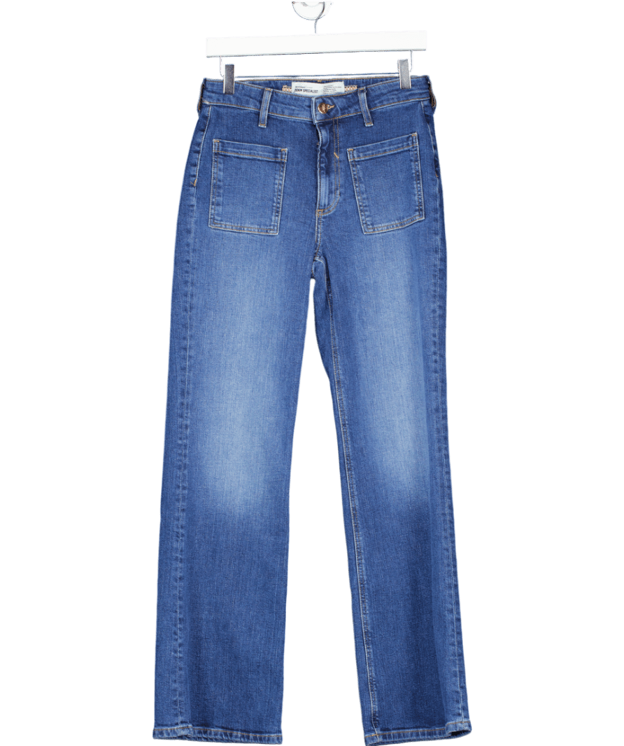 River Island Blue Denim High Rise Relaxed Flare Jeans UK 10 - Reliked