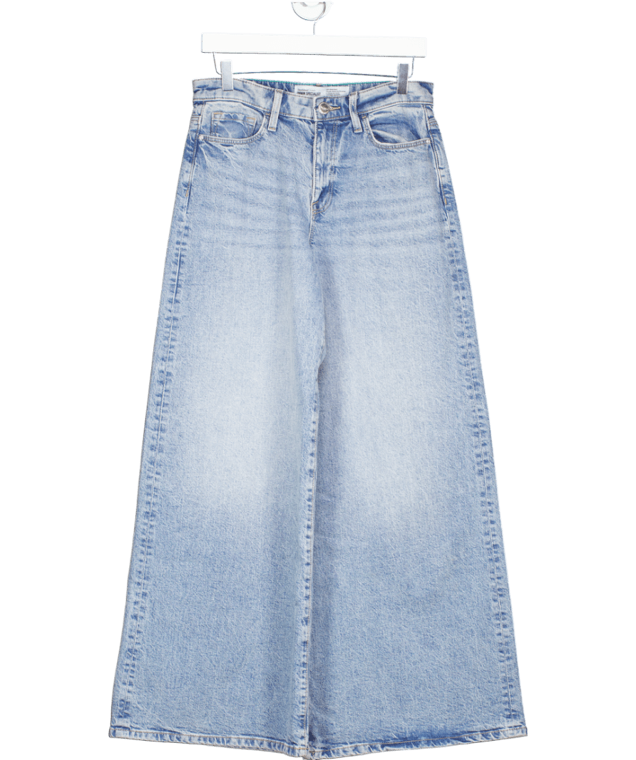 River Island Blue Denim Mid Rise Wide Leg Jeans UK 10 - Reliked
