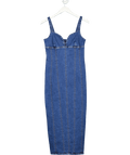 River Island Blue Denim Plunge Neckline Bodycon Maxi Dress UK 10 - Reliked