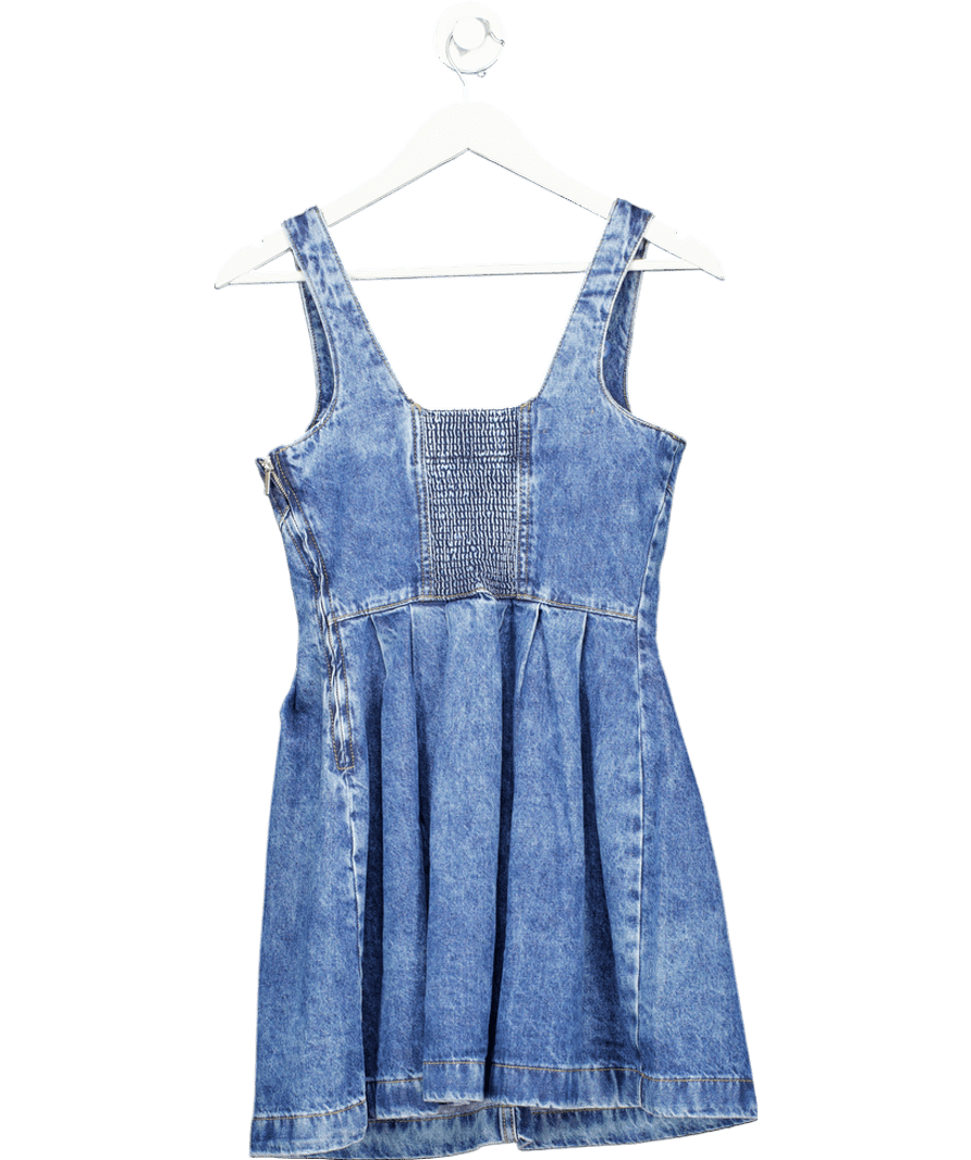 River Island Blue Denim Seamed Mini Dress UK 6 - Reliked