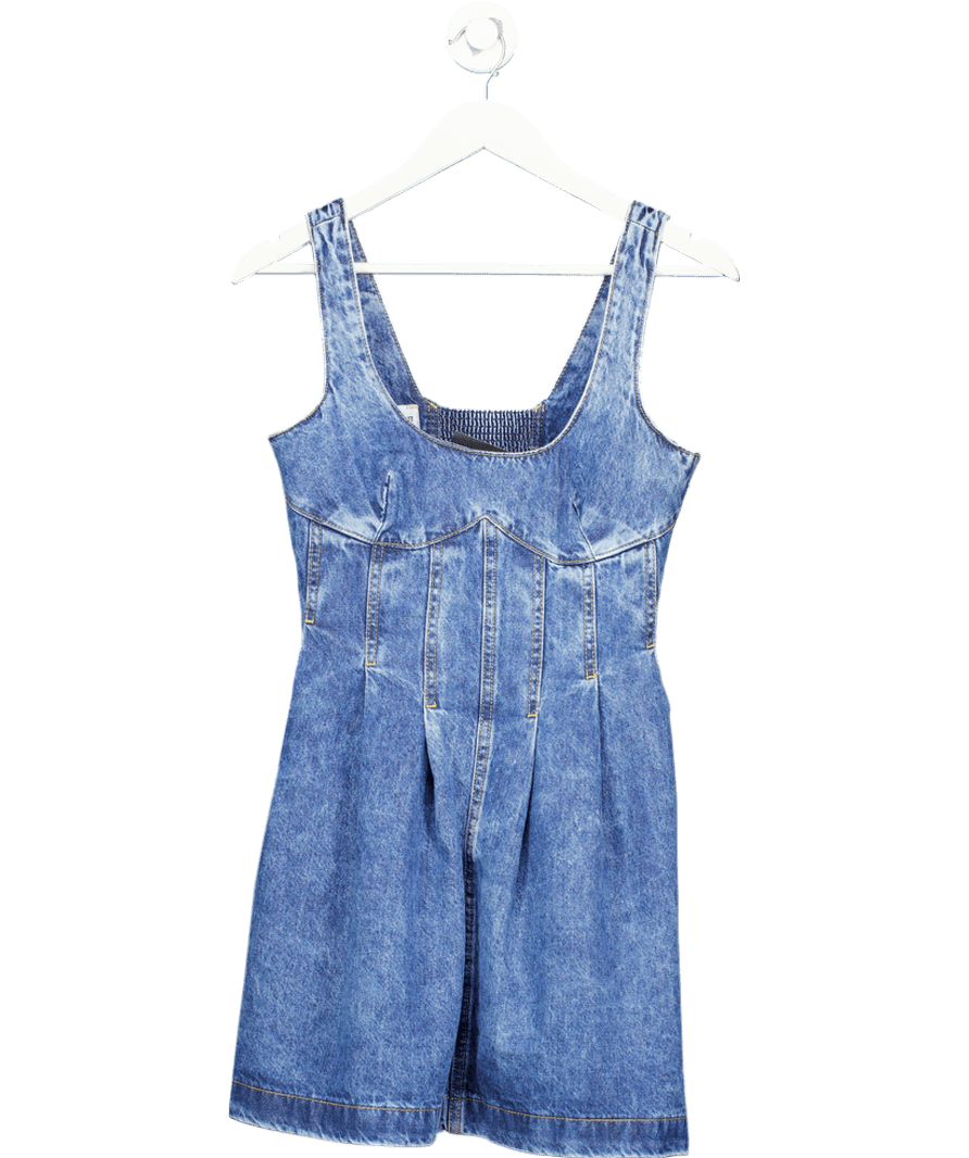 River Island Blue Denim Seamed Mini Dress UK 6 - Reliked