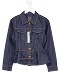 River Island Blue Indigo Denim Long Sleeve Belted Peplum Jacket UK 10 - Reliked