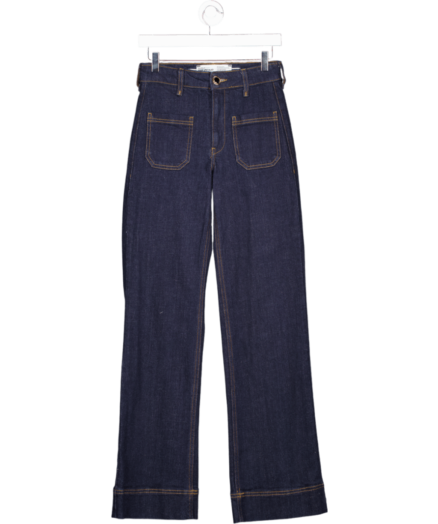 River Island Blue Indigo High Rise Relaxed Flared Leg Jeans UK 6 - Reliked