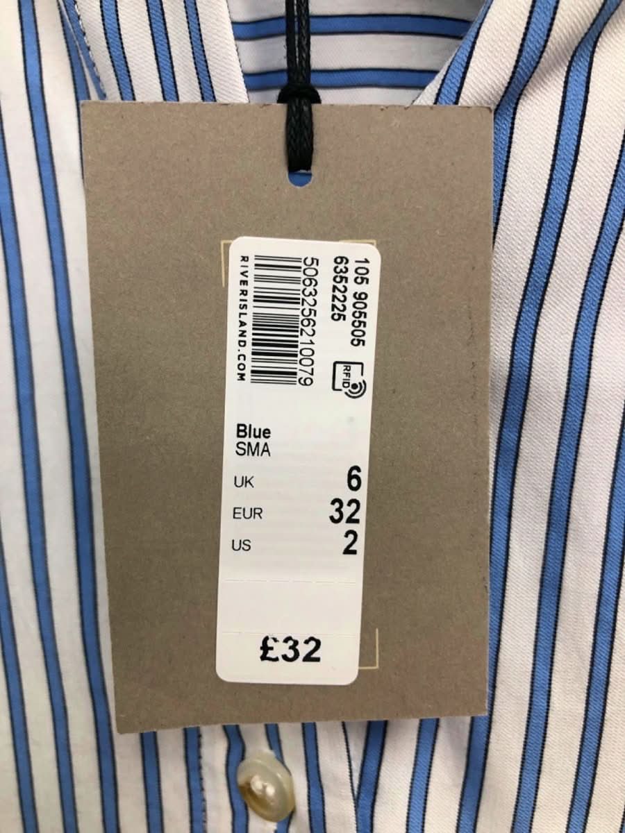 River Island Blue Striped Shirt UK 6 - Reliked