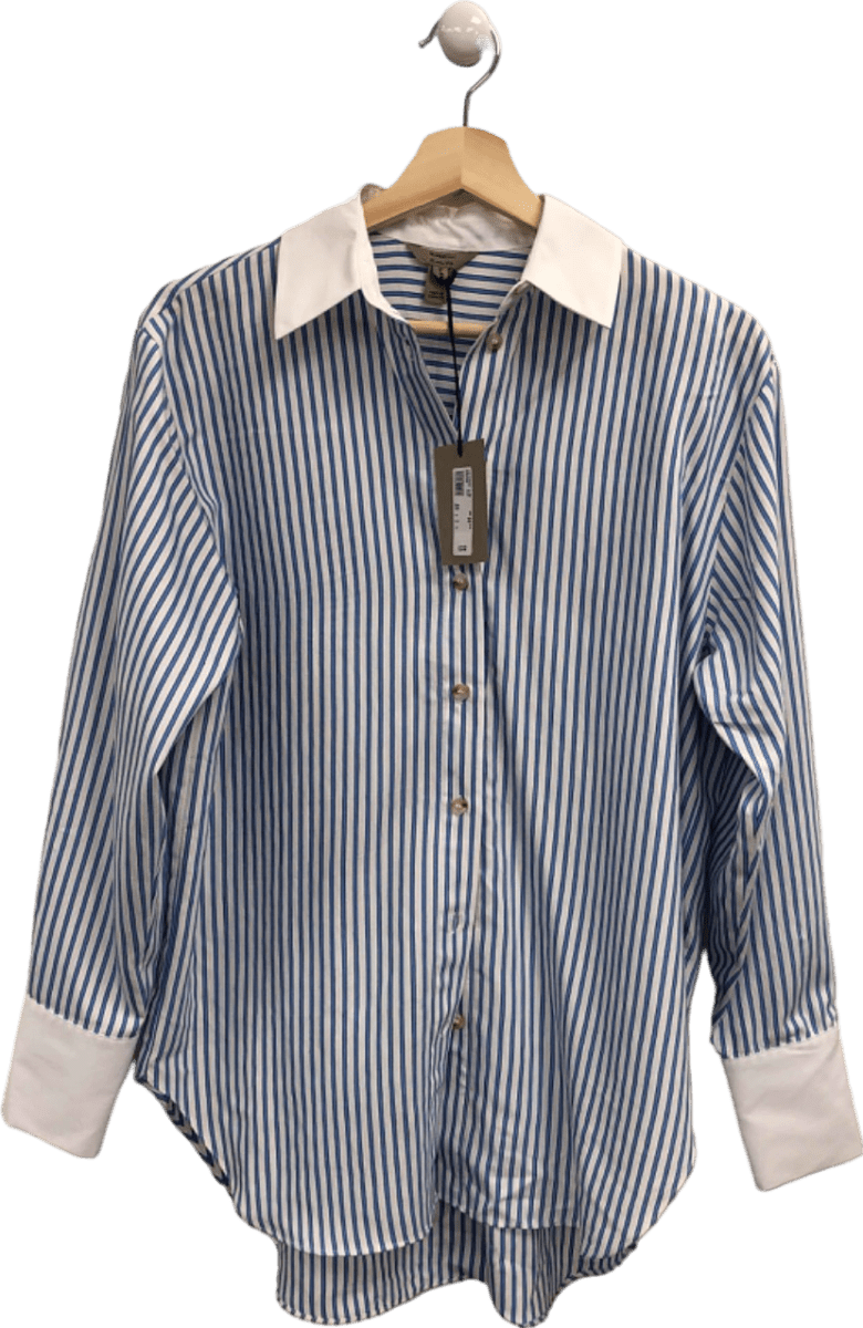 River Island Blue Striped Shirt UK 6 - Reliked