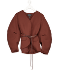 River Island Brown Cocoon Sleeve Tailored Blazer With Belt UK 10 - Reliked