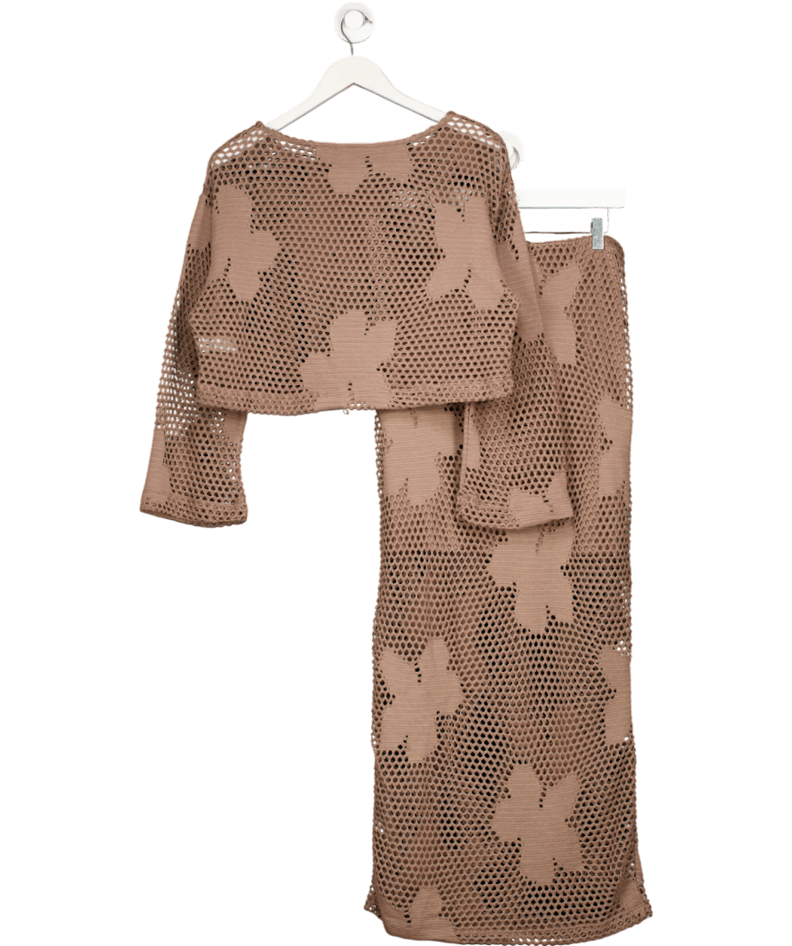 River Island Brown Coord Floral Cut And Sew Set UK M - Reliked