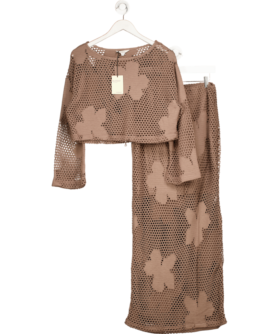 River Island Brown Coord Floral Cut And Sew Set UK M - Reliked