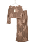 River Island Brown Coord Floral Cut And Sew Set UK M - Reliked
