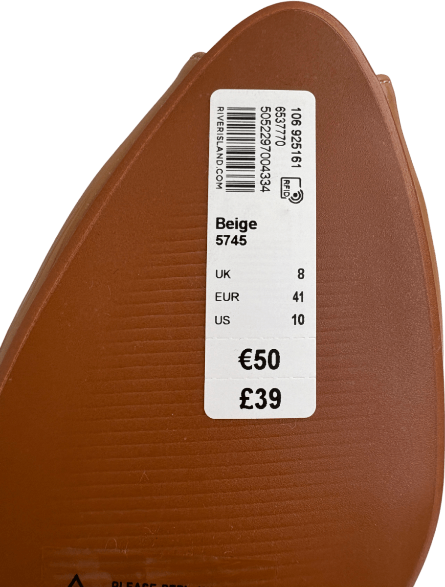 River Island Brown Peep Toe Sling Back Heeled Sandals UK 8 EU 41 👠 - Reliked