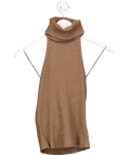 River Island Brown Sleeveless Ribbed Roll Neck Halter Top UK S - Reliked