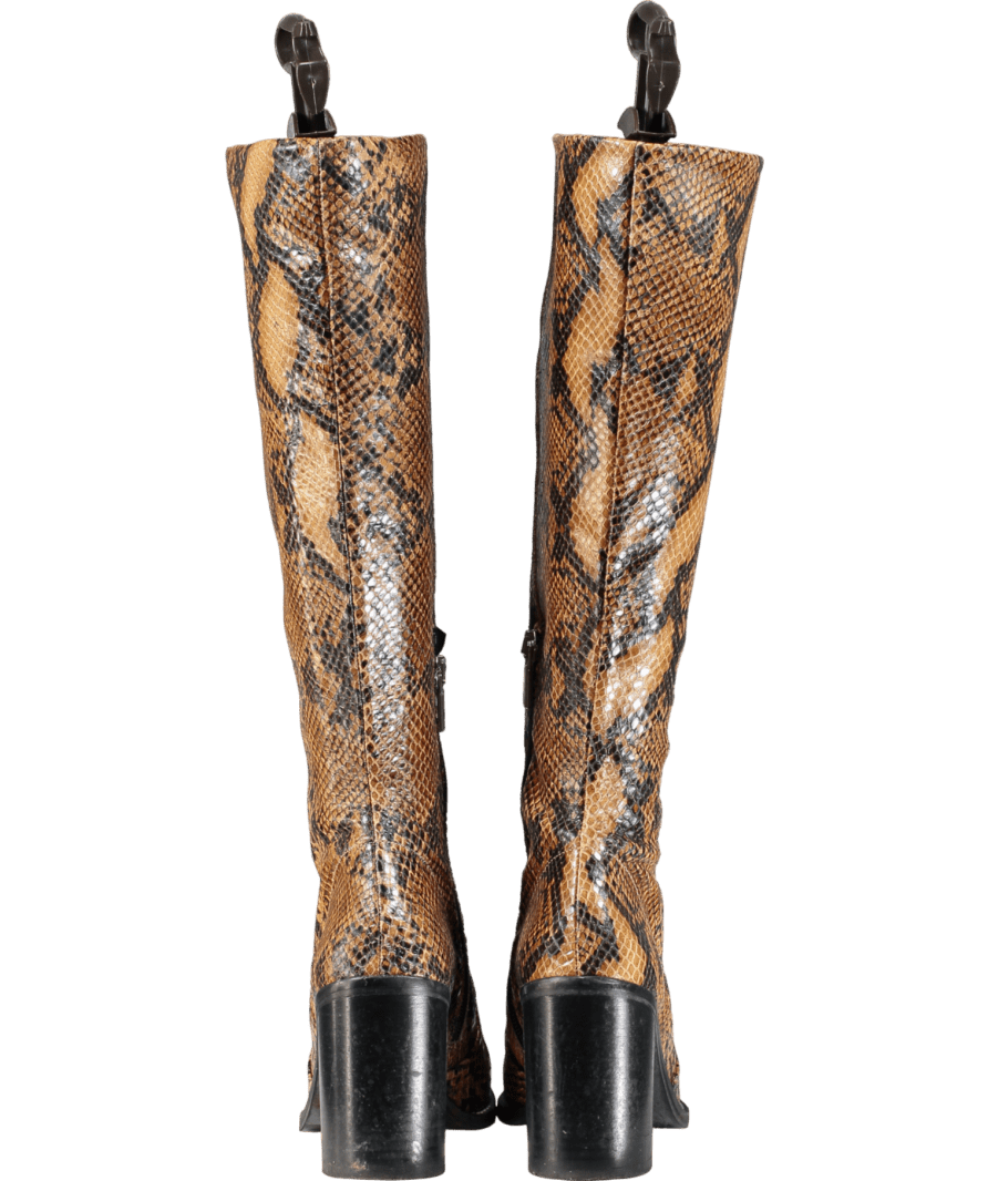 River Island Brown Snakeskin Print Knee Boots UK 3 EU 36 👠 - Reliked