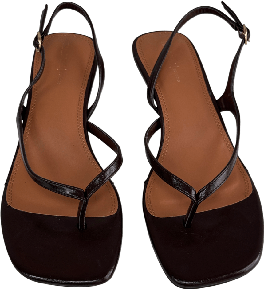 River Island Brown Toe Thong Kitten Heeled Sandals UK 6 EU 39 👠 - Reliked