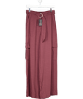 River Island Burgundy Red Premium Belted Utility Trousers UK 6 - Reliked